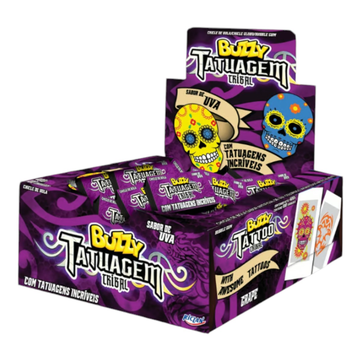 Chiclete Buzzy Tatu Tribal Uva Dp 400g