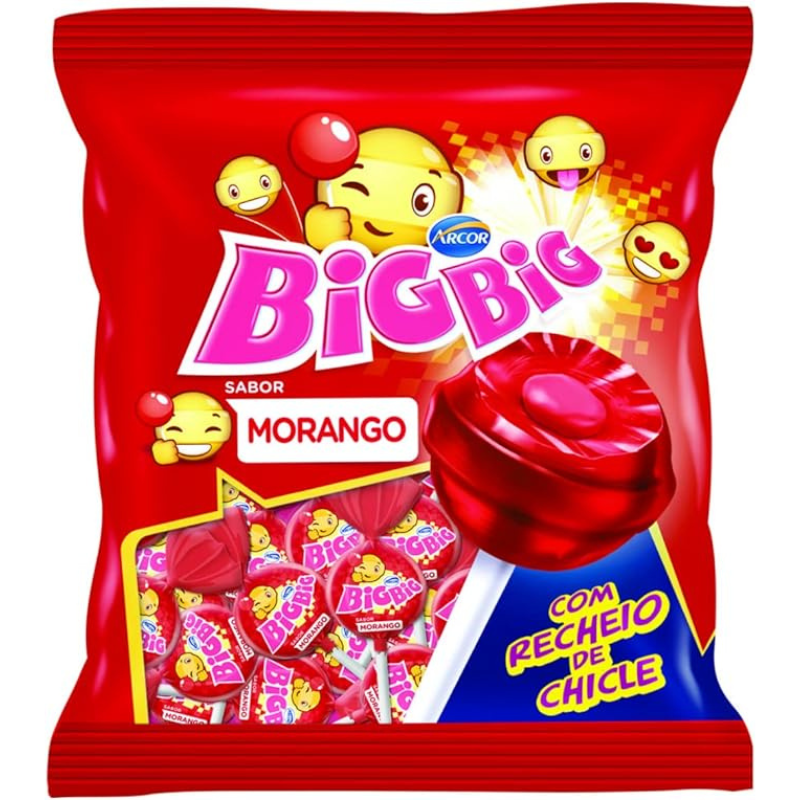 Pirulito Big Big Morango Pct 500g