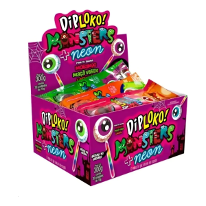 Pirulito Diploko Monsters Neon Dp300g 30Un