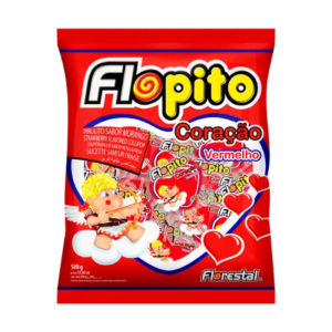Pirulito Flopito Coração Pcte 500g Florestal