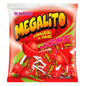 Pirulito Megalito Morango Pcte 1Kg Berbau
